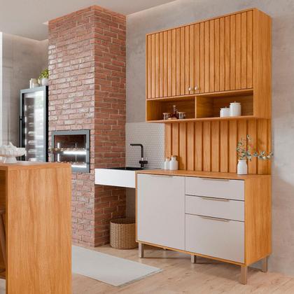 Imagem de Aéreo com Balcão Painel Divina 120cm 4 Portas e 2 Gavetas