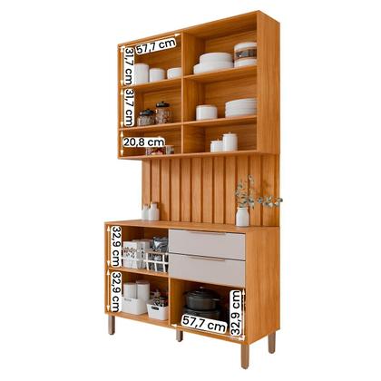 Imagem de Aéreo com Balcão Painel Divina 120cm 4 Portas e 2 Gavetas