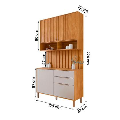 Imagem de Aéreo com Balcão Painel Divina 120cm 4 Portas e 2 Gavetas