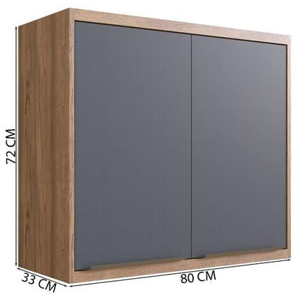 Imagem de Aéreo Cozinha Modular 100% MDF Édez Uno, 2 Portas, Grafite e Louro Freijó