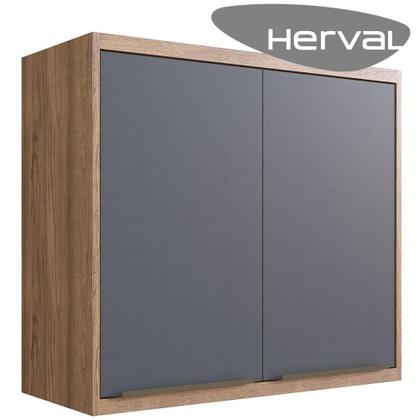 Imagem de Aéreo Cozinha Modular 100% MDF Édez Uno, 2 Portas, Grafite e Louro Freijó