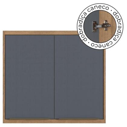 Imagem de Aéreo Cozinha Modular 100% MDF Édez Uno, 2 Portas, Grafite e Louro Freijó