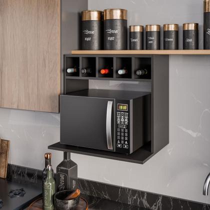 Imagem de Aéreo Lisa Para Micro-Ondas com Adega Preto - Vallisa Decor
