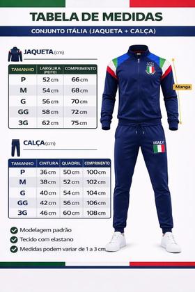 Imagem de Agasalho Jaqueta Conjunto Calça Masculino Inverno Frio Europeu Copa Seleção Itália
