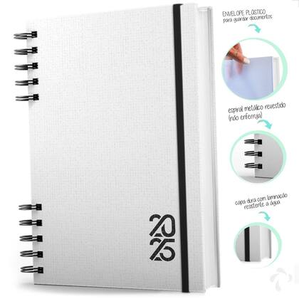 Imagem de Agenda 2025 Capa Dura Negócios E Organização Pessoal Branca