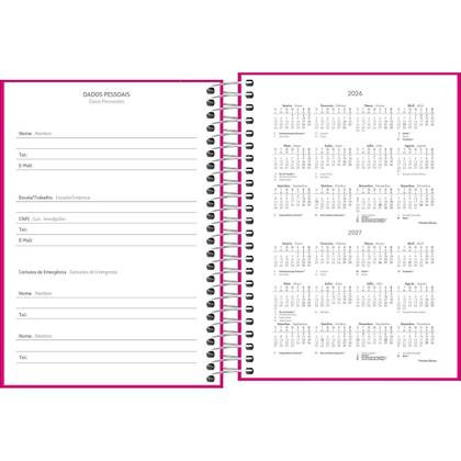 Imagem de Agenda 2026 Espiral Diária Pepper Rosa Capa Dura Executiva 11,7 x 16,4cm M4 Tilibra