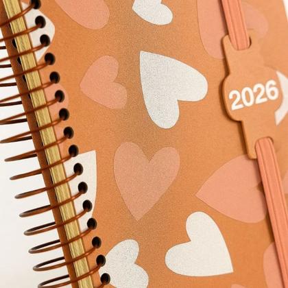 Imagem de Agenda 2026 Média Corações Rose Diaria