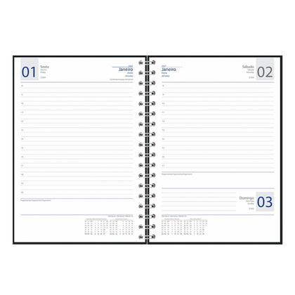 Imagem de Agenda 2027 Redoma Espiral Diária Mônaco R561 Preta 170x240mm