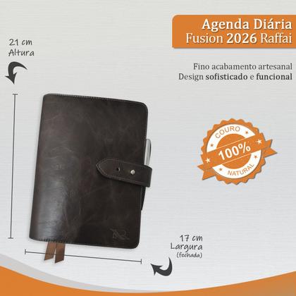 Imagem de Agenda Diária Couro 2026 330-R Personalizada Raffai Couros
