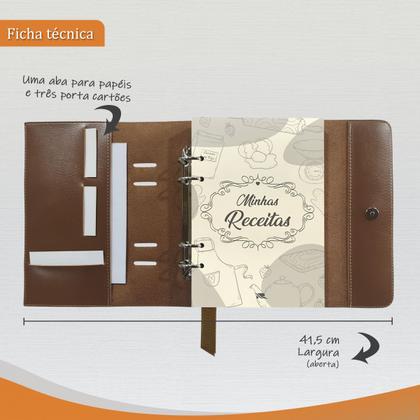 Imagem de Agenda Minhas Receitas 165-R Personalizada Raffai Couros