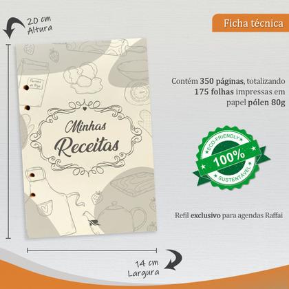 Imagem de Agenda Minhas Receitas 165-R Personalizada Raffai Couros