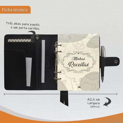 Imagem de Agenda Minhas Receitas 195-R Personalizada Raffai Couros