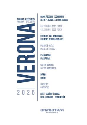 Imagem de Agenda Verona 2025 Executiva Preta Capa Dura e Costurada - São Domingos - Animativa