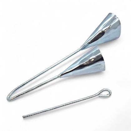 Imagem de Agogô Duplo Cromado Prata Médio Umbanda Candomblé 30 cm