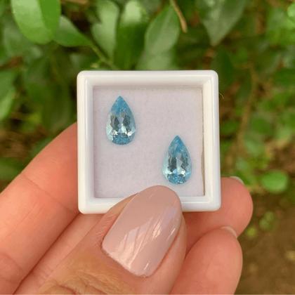 Imagem de Água Marinha Azul Gota Par 2,76ct (1)