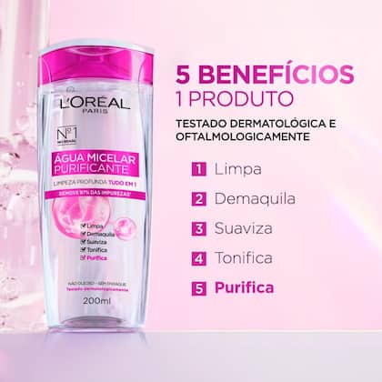 Imagem de Água Micelar L Oréal Paris Solução de Limpeza 5 em 1 200ml