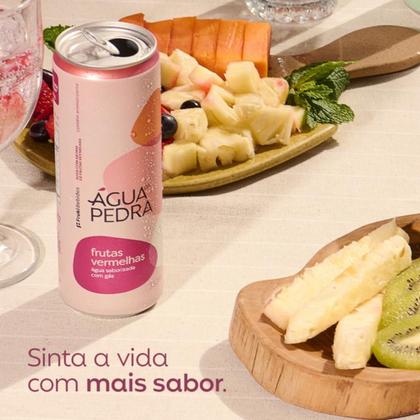 Imagem de Água Mineral Saborizada Com Gás Aromatizada Fruki Água Da Pedra Lata 24x350ml