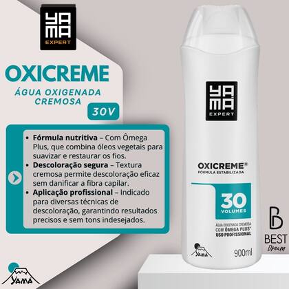 Imagem de Água Oxigenada Cremosa Yama Profissional Oxicreme Estabilizada 10 20 30 40 Volumes 900ml - Escolha