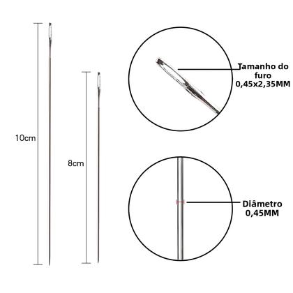 Imagem de Agulhas para Miçangas de Aço Inoxidável (8cm e 10cm) - Kit com 30 Peças para Joias