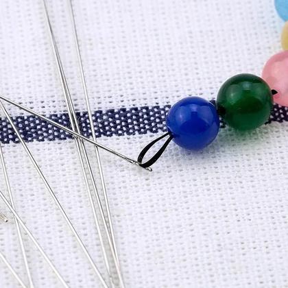 Imagem de Agulhas para Miçangas de Aço Inoxidável (8cm e 10cm) - Kit com 30 Peças para Joias