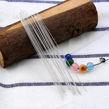 Imagem de Agulhas para Miçangas de Aço Inoxidável (8cm e 10cm) - Kit com 30 Peças para Joias