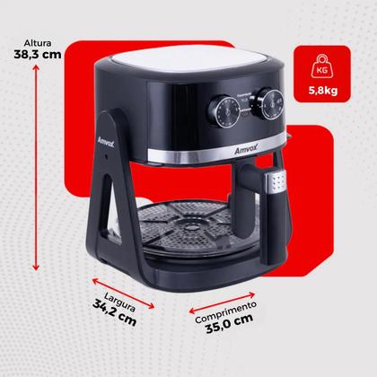 Imagem de Air Fryer 5L Amvox ARF 1150 1500W 2 em 1 Preto/Prata 220V