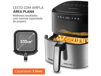 Imagem de Air Fryer Digital Mondial Grand Family Preta com Timer 5L AF-50-DVI