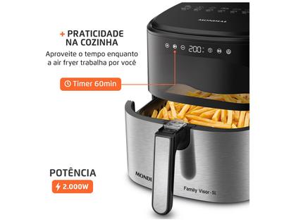 Imagem de Air Fryer Digital Mondial Grand Family Preta com Timer 5L AF-50-DVI
