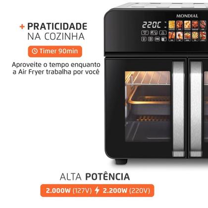 Imagem de Air Fryer Forno 25L French Door Mondial Preto/Inox 2000W AFDO-25L-FD 220V