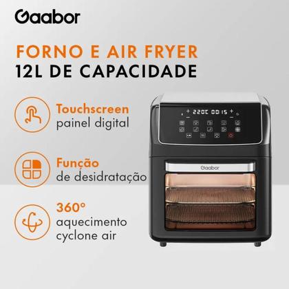 Imagem de Air fryer gaabor 12l digital 2000w preto painel touch 220v