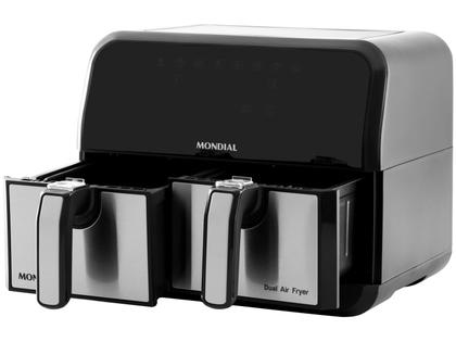 Imagem de Air Fryer Mondial Dual Duplo Cesto Preta 8L com Timer AFD-01-BI