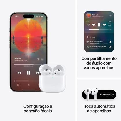 AirPods 4 Apple com Estojo de Recarga USB-C, Branco - MXP63BZ/A
