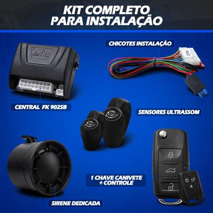 Imagem de Alarme Antifurto segurança veicular com sirene sensor de proximidade kit de instalação para Volkswagen especifico Gol Parati Saveiro Voyage Santana G5