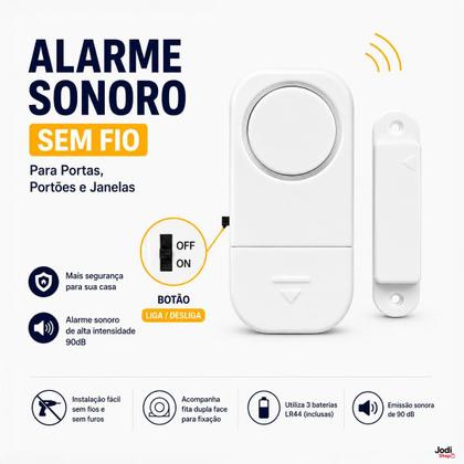 Imagem de Alarme Antifurto Sonoro com Sensor Magnético para Segurança de Portas Janelas e Portões