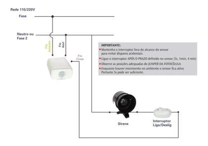 Imagem de Alarme com 2 Sensores de Movimento Interruptor Liga/Desliga Sirene