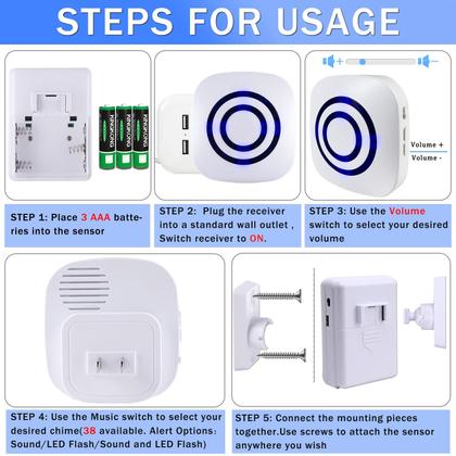 Imagem de Alarme com sensor de movimento Shaogax Wireless Driveway 3 PIR 2 Receptor
