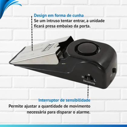 Imagem de Alarme De Porta Inteligente Com Sensor Sonoro Anti Roubo Cunha Trava Porta Com Alarme