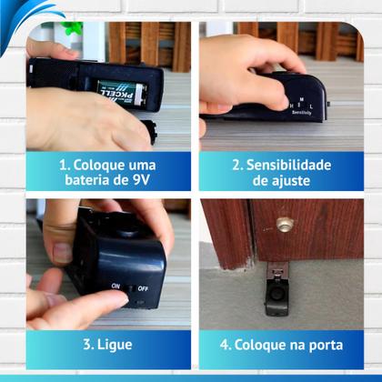 Imagem de Alarme De Porta Inteligente Com Sensor Sonoro Anti Roubo Cunha Trava Porta Com Alarme
