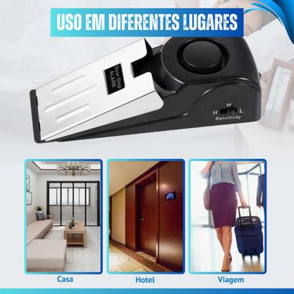 Imagem de Alarme De Porta Inteligente Com Sensor Sonoro Anti Roubo Cunha Trava Porta Com Alarme