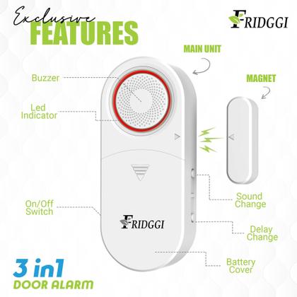 Imagem de Alarme FRIDGGI 3 em 1 com porta aberta esquerda com atraso de 80-120dB