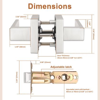 Imagem de Alavanca de porta Probrico Satin Nickel Square, pacote com 4