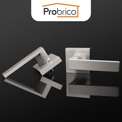 Imagem de Alavanca de porta Probrico Satin Nickel Square, pacote com 8