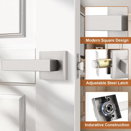 Imagem de Alavanca de porta Probrico Satin Nickel Square, pacote com 8