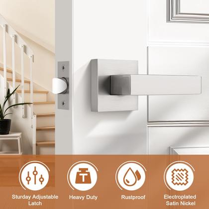 Imagem de Alavanca de porta Probrico Satin Nickel Square, pacote com 8