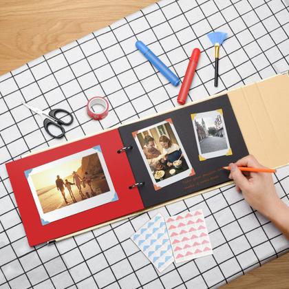 Imagem de Álbum de Fotos Familiar DIY Scrapbook Fibra Hecho a Mano con Páginas Negras