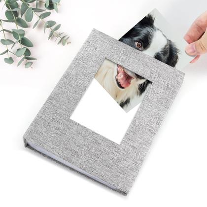 Imagem de Álbum de fotos Yopih Mini 4x6, pacote com 2 capas de linho cinza