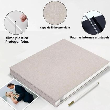 Imagem de Álbum De Scrapbook Magnético DIY Com 40 Páginas, Capa De Linho, Autoadesivo Com Caneta Metálica E