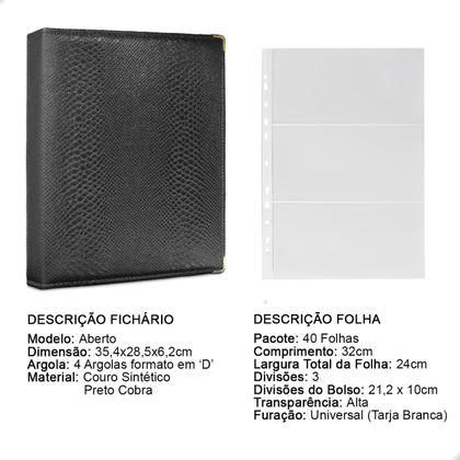 Imagem de Álbum Fichário 40 Folhas PP p/ Cédulas 3 Espaços 32x24 Cobra G