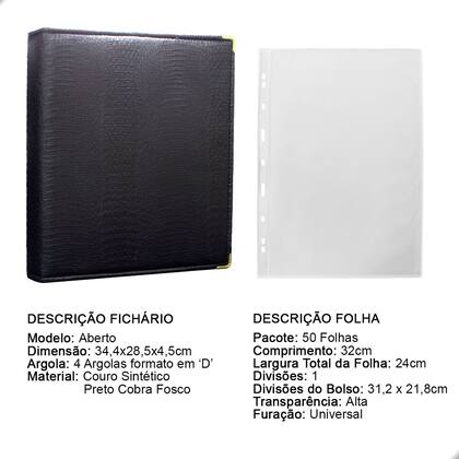 Imagem de Álbum Fichário 50 Folhas Cédulas 1 Espaço 32x24 Cobra Fosco GF