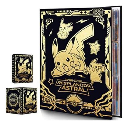 Imagem de Album Fichario Pikachu Gold Porta 432 Cartas Pokemon Cards